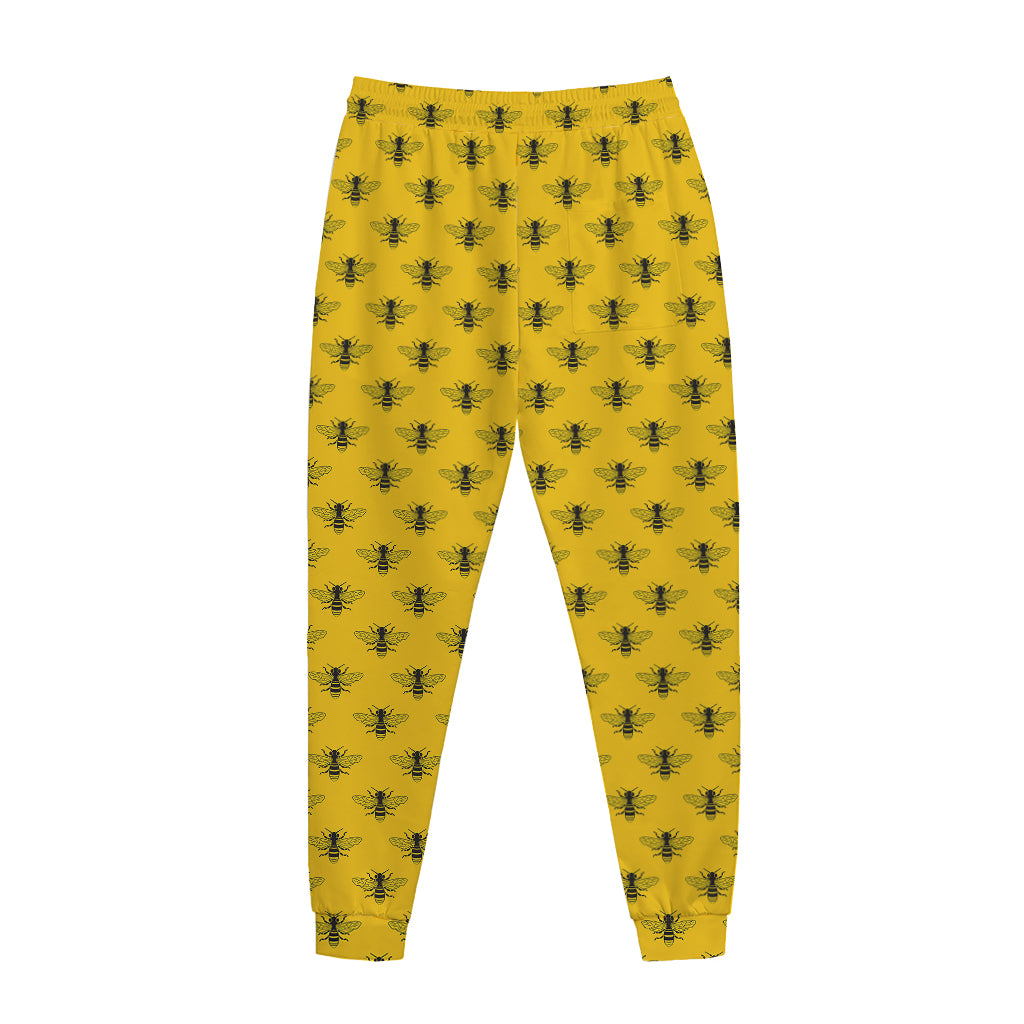 Yellow Bee Pattern Print Jogger Pants