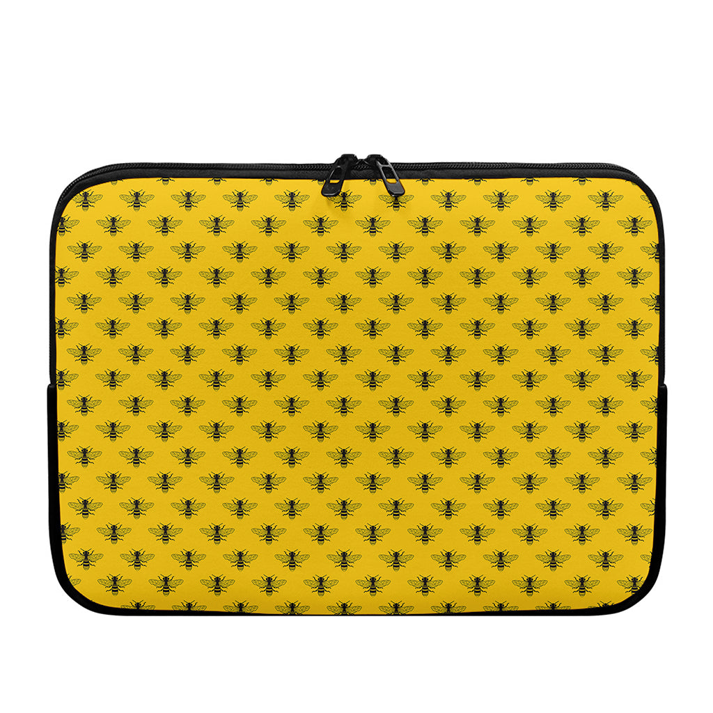 Yellow Bee Pattern Print Laptop Sleeve
