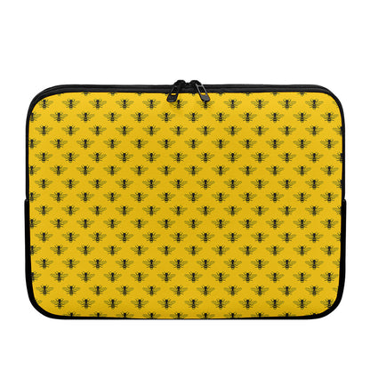 Yellow Bee Pattern Print Laptop Sleeve