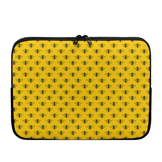 Yellow Bee Pattern Print Laptop Sleeve