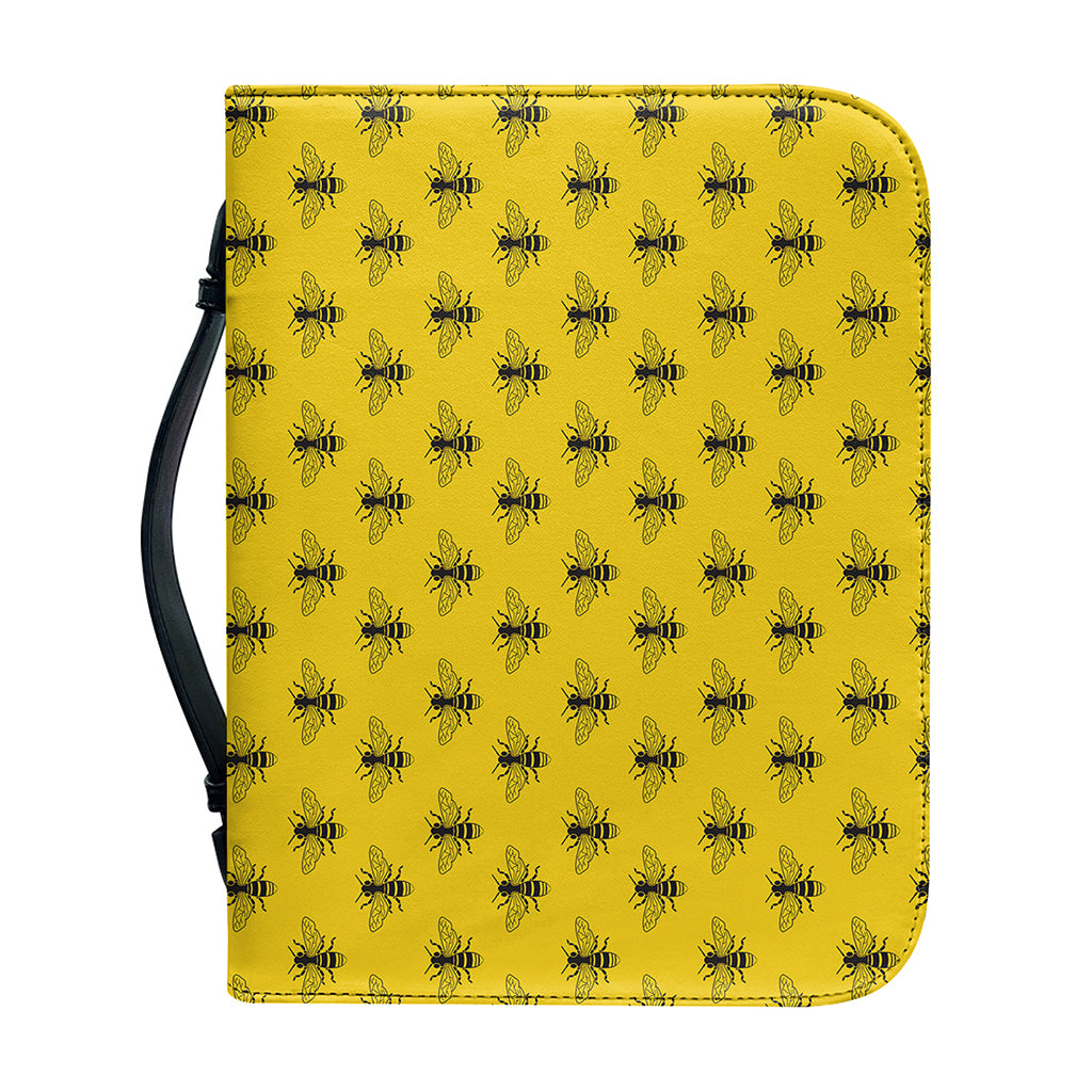 Yellow Bee Pattern Print Leather Bible Cover