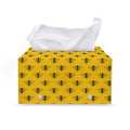 Yellow Bee Pattern Print Leather Tissue Box Cover