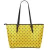 Yellow Bee Pattern Print Leather Tote Bag