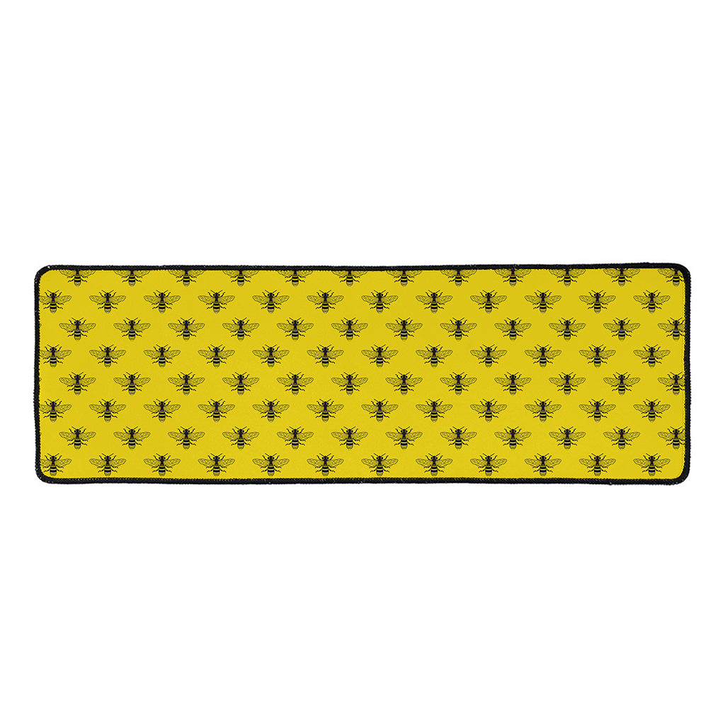 Yellow Bee Pattern Print Long Kitchen Mat
