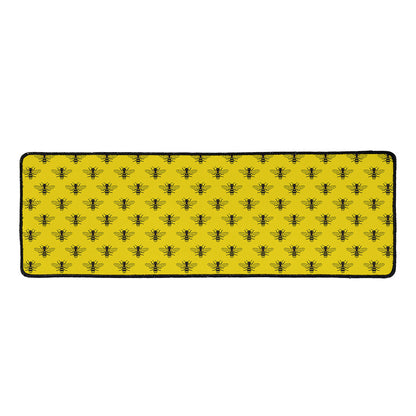 Yellow Bee Pattern Print Long Kitchen Mat