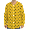 Yellow Bee Pattern Print Long Sleeve Baseball Jersey