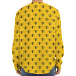 Yellow Bee Pattern Print Long Sleeve Baseball Jersey