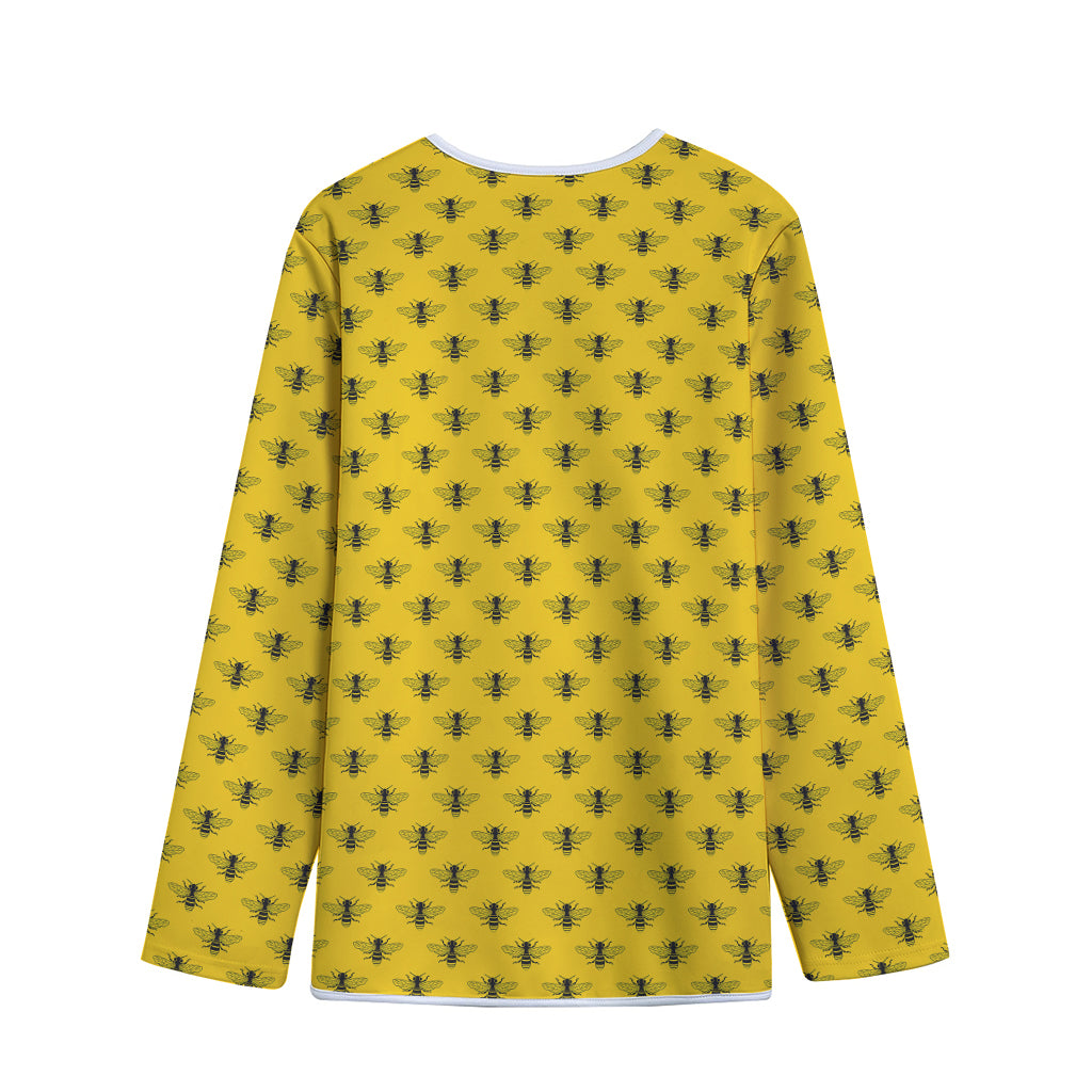 Yellow Bee Pattern Print Long Sleeve Short Coat