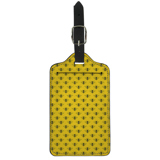 Yellow Bee Pattern Print Luggage Tag