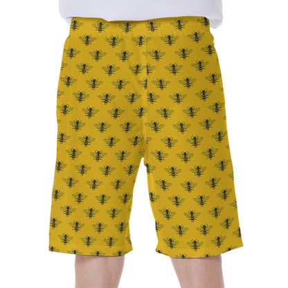 Yellow Bee Pattern Print Men's Beach Shorts