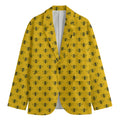 Yellow Bee Pattern Print Men's Blazer