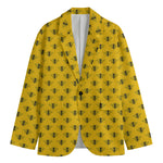 Yellow Bee Pattern Print Men's Cotton Blazer