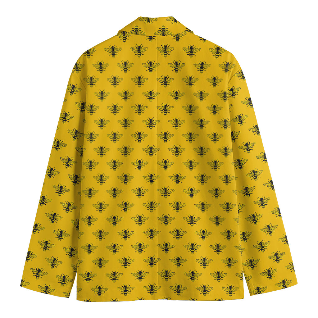 Yellow Bee Pattern Print Men's Cotton Blazer