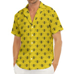 Yellow Bee Pattern Print Men's Deep V-Neck Shirt