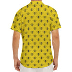 Yellow Bee Pattern Print Men's Deep V-Neck Shirt