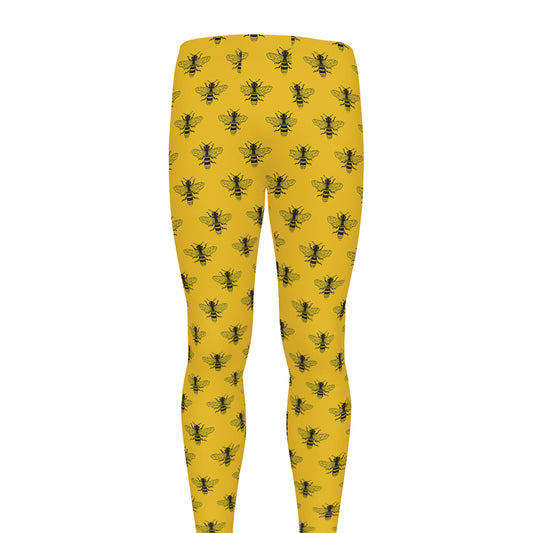 Yellow Bee Pattern Print Men's leggings