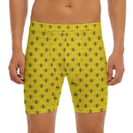 Yellow Bee Pattern Print Men's Long Boxer Briefs