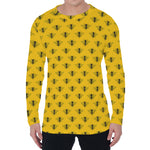 Yellow Bee Pattern Print Men's Long Sleeve T-Shirt