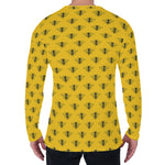 Yellow Bee Pattern Print Men's Long Sleeve T-Shirt