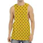 Yellow Bee Pattern Print Men's Muscle Tank Top