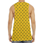 Yellow Bee Pattern Print Men's Muscle Tank Top