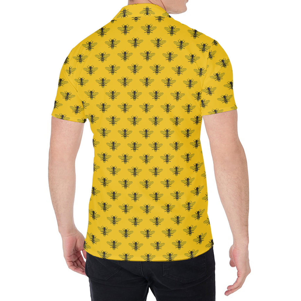 Yellow Bee Pattern Print Men's Shirt