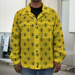 Yellow Bee Pattern Print Men's Shirt Jacket