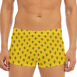 Yellow Bee Pattern Print Men's Short Boxer Briefs