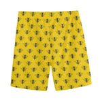 Yellow Bee Pattern Print Men's Sports Shorts