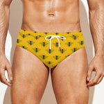 Yellow Bee Pattern Print Men's Swim Briefs