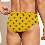Yellow Bee Pattern Print Men's Swim Briefs