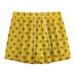 Yellow Bee Pattern Print Mesh Shorts