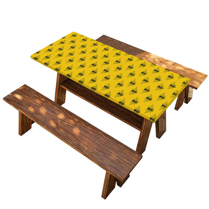 Yellow Bee Pattern Print Picnic Table Cover