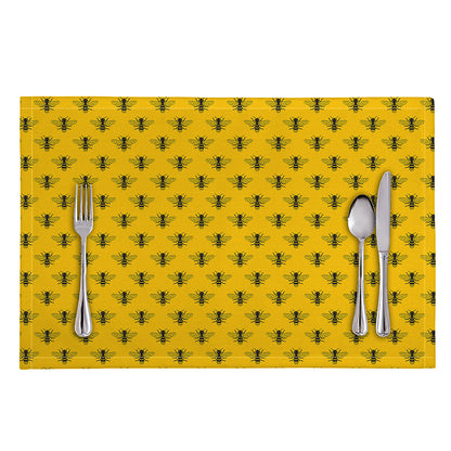 Yellow Bee Pattern Print Placemat