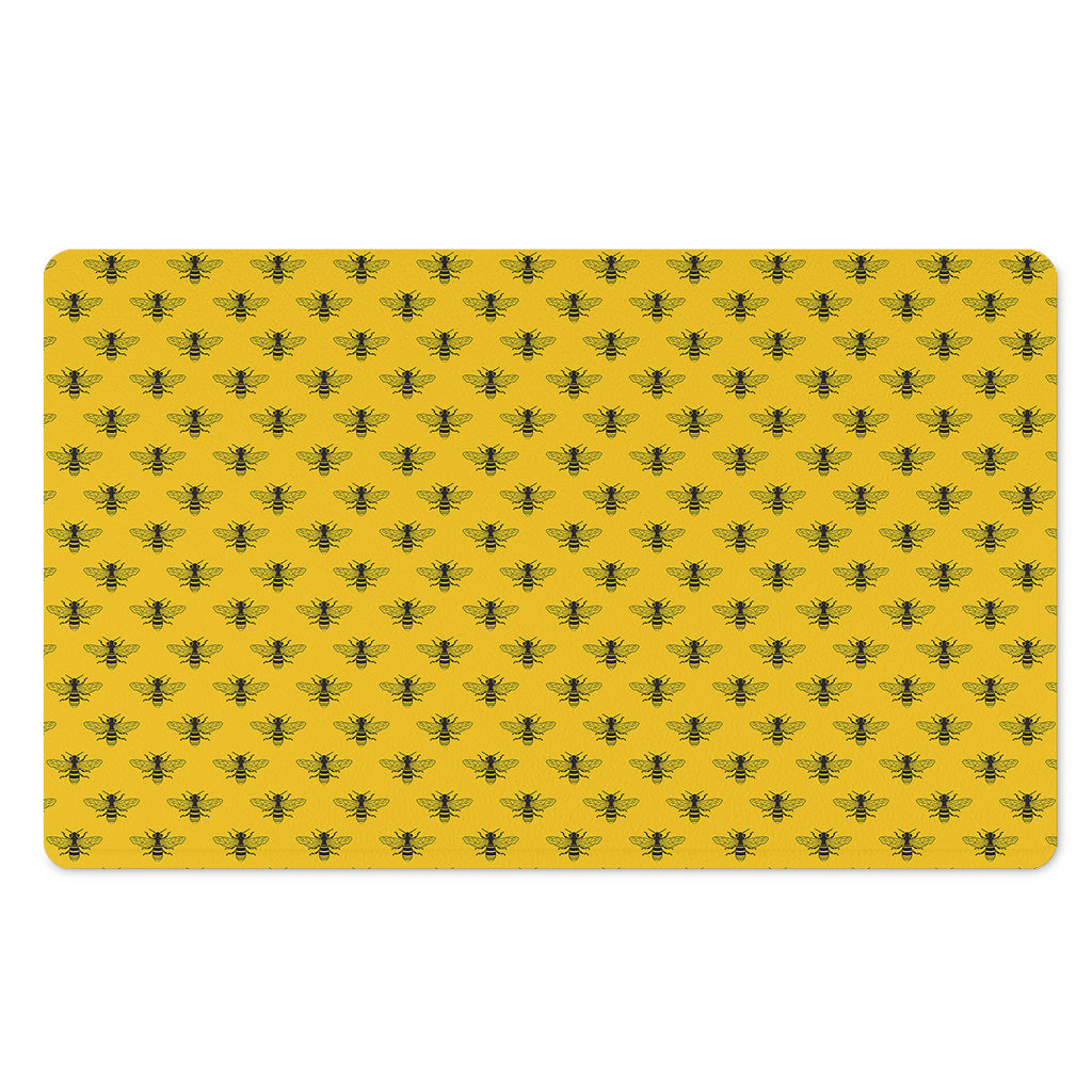 Yellow Bee Pattern Print Polyester Doormat