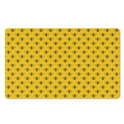 Yellow Bee Pattern Print Polyester Doormat