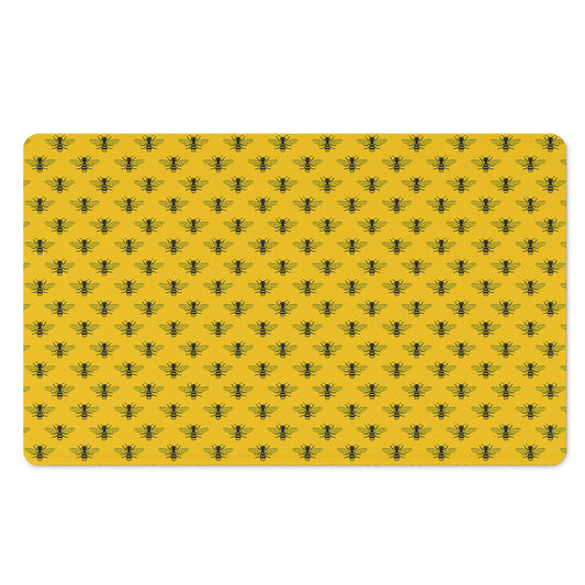 Yellow Bee Pattern Print Polyester Doormat