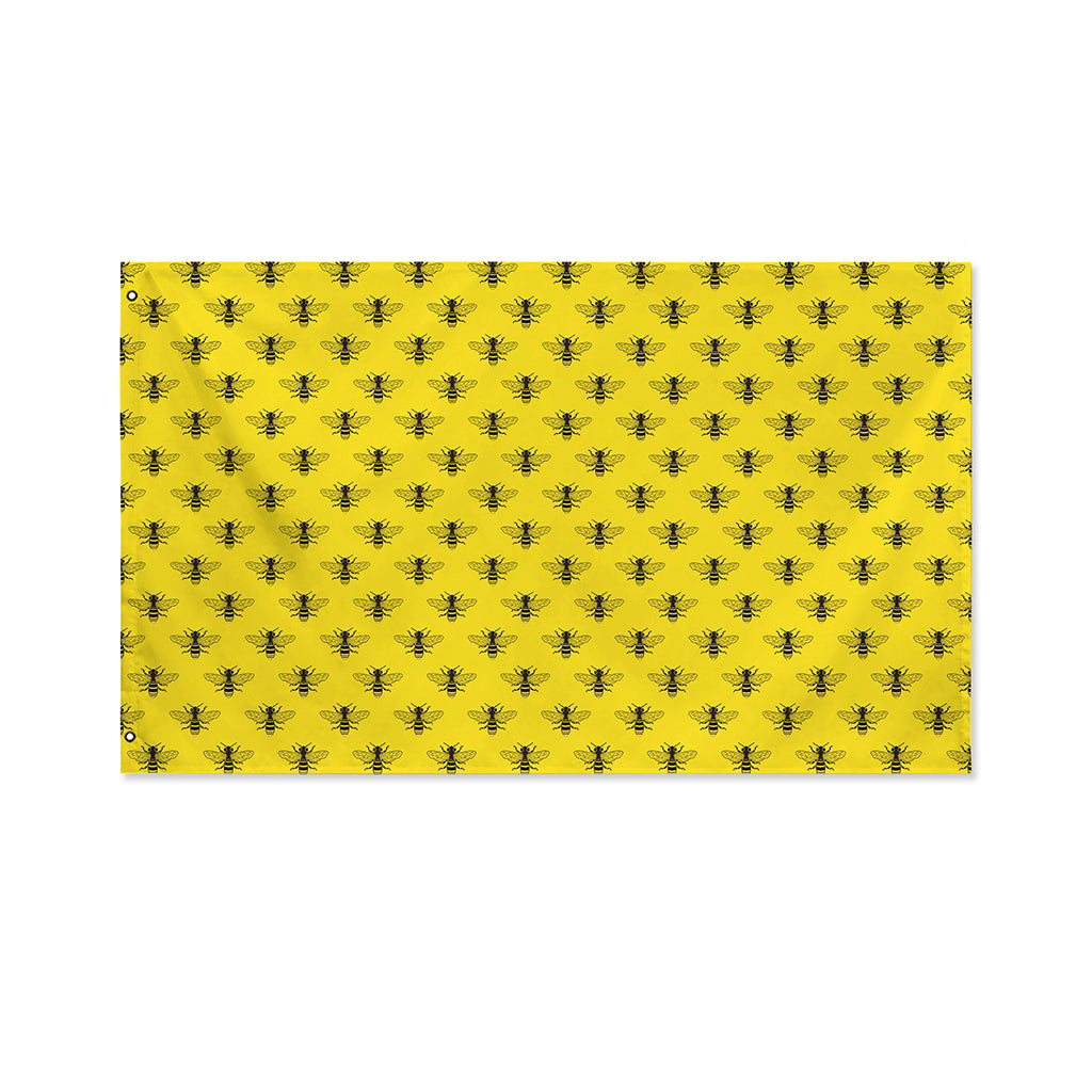Yellow Bee Pattern Print Polyester Flag