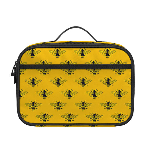 Yellow Bee Pattern Print Portable Lunch Bag