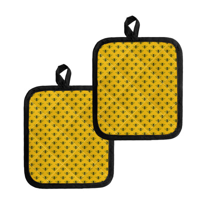 Yellow Bee Pattern Print Pot Holders