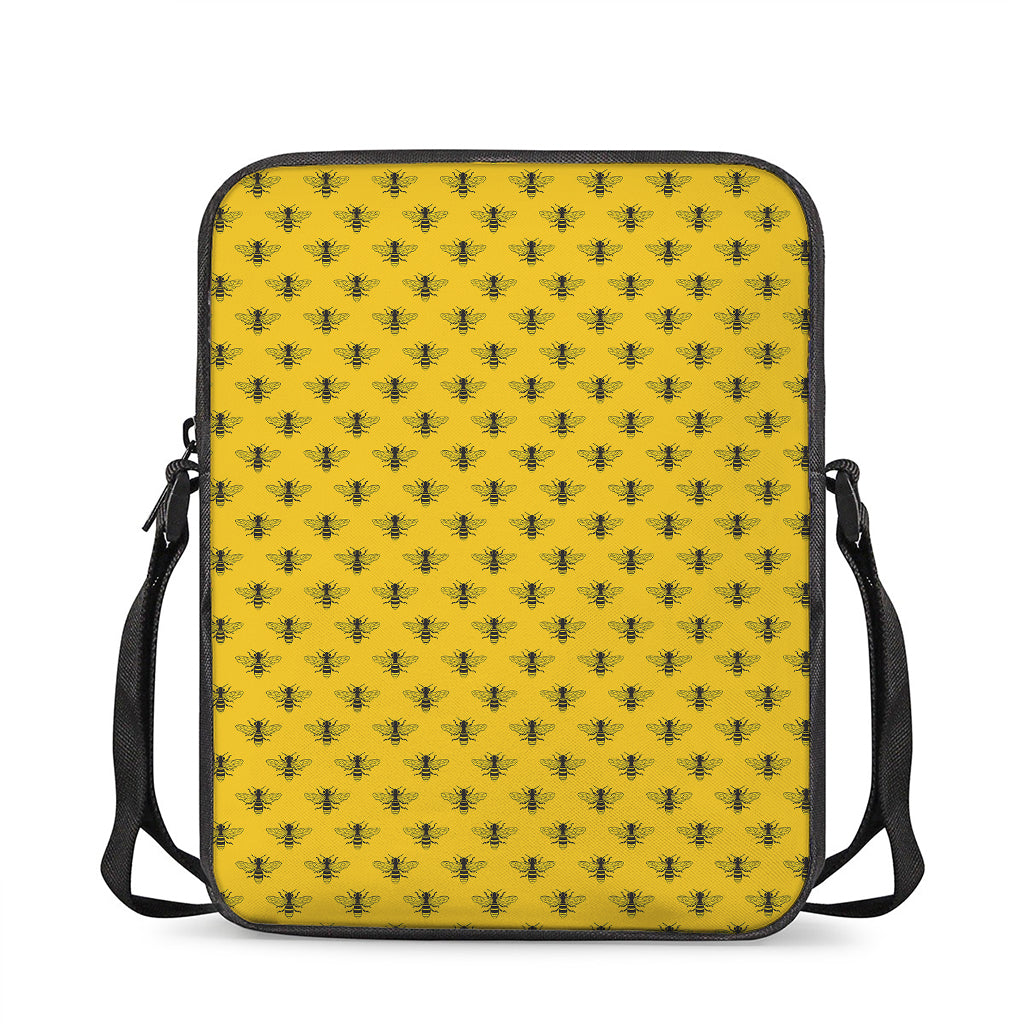 Yellow Bee Pattern Print Rectangular Crossbody Bag