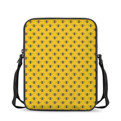Yellow Bee Pattern Print Rectangular Crossbody Bag