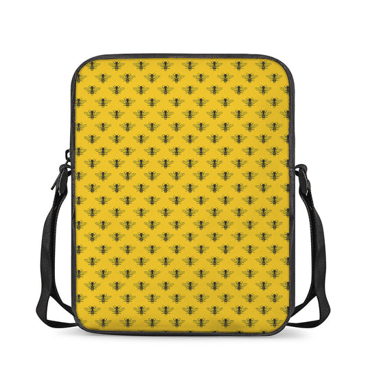 Yellow Bee Pattern Print Rectangular Crossbody Bag