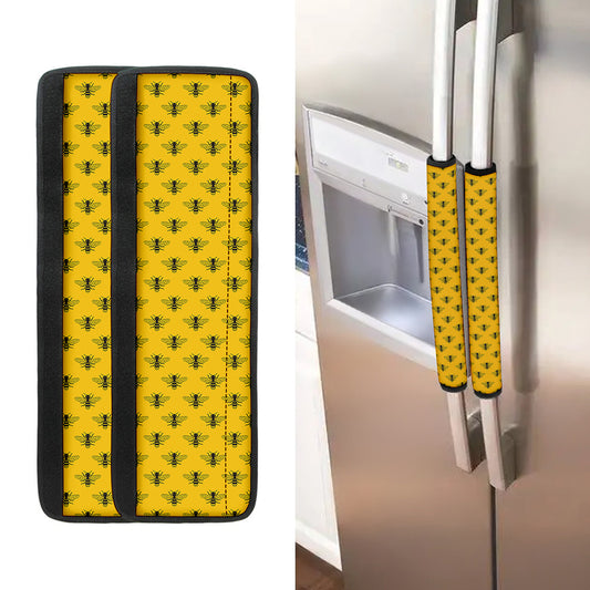 Yellow Bee Pattern Print Refrigerator Handle Covers