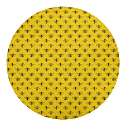 Yellow Bee Pattern Print Round Blanket