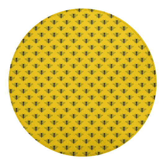 Yellow Bee Pattern Print Round Blanket