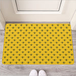 Yellow Bee Pattern Print Rubber Doormat