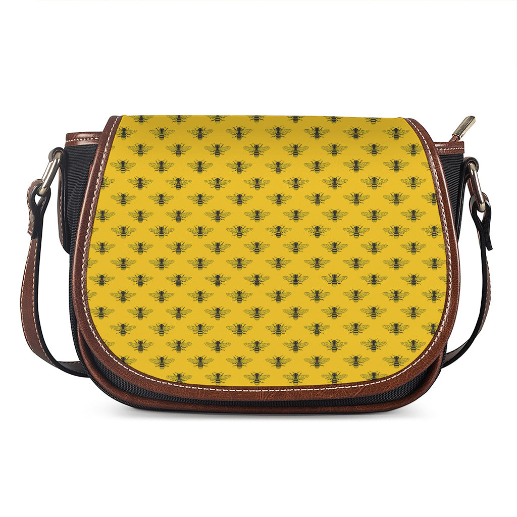 Yellow Bee Pattern Print Saddle Bag