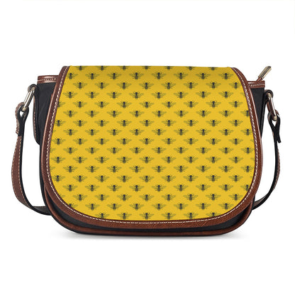 Yellow Bee Pattern Print Saddle Bag