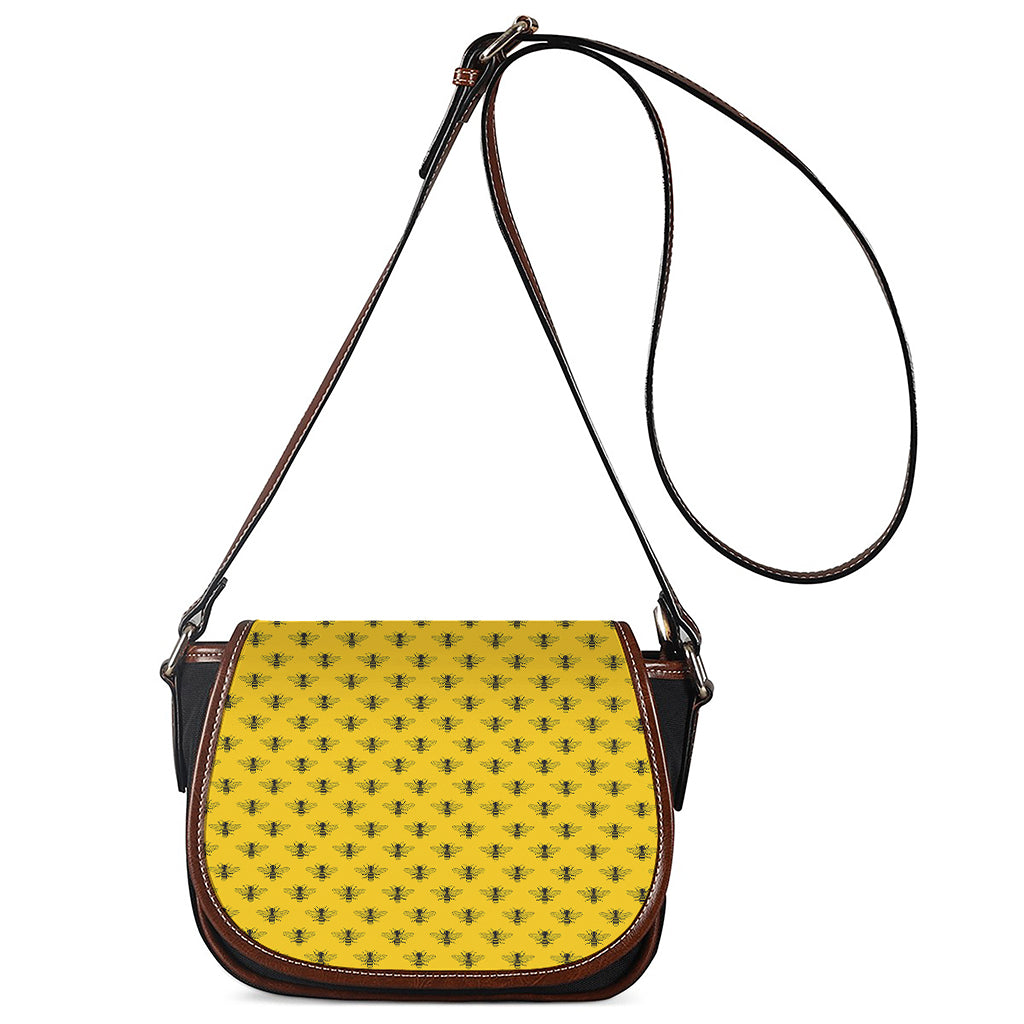 Yellow Bee Pattern Print Saddle Bag